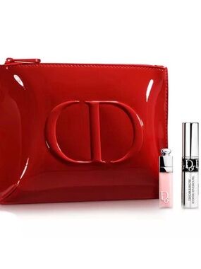 Dior Red Patent Trousse with Mini Lip Max / Iconic Overcurl Mascara